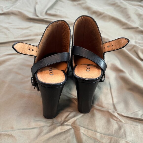 Coach Black Leather Platform Clog Heels – Size 6.5 – Like New - Picture 3 of 7
